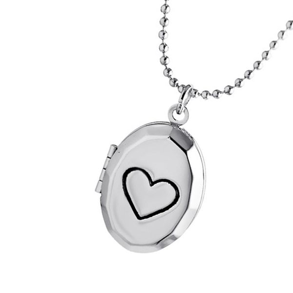 

oval shape heart print p lockets pendant memorial necklace mom jewelry, Silver