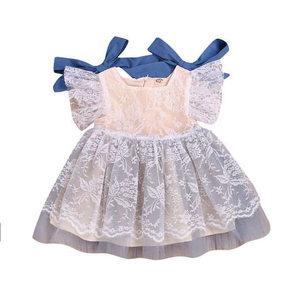 

baby girls clothing square collar ribbons lace silk princess dress gauze lace shoulder strap bow dress 0-24m, Red;yellow