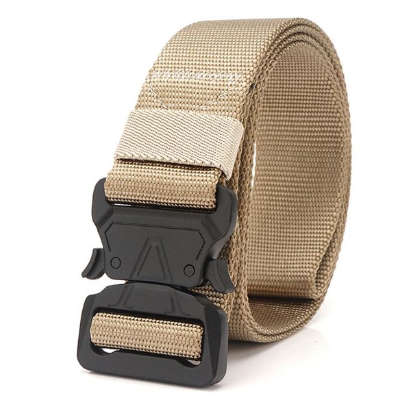 

9 colors canvas army belt men tactical designer trousers belts long waist belt black metal buckle quick release nylon cobra belt, Black;brown