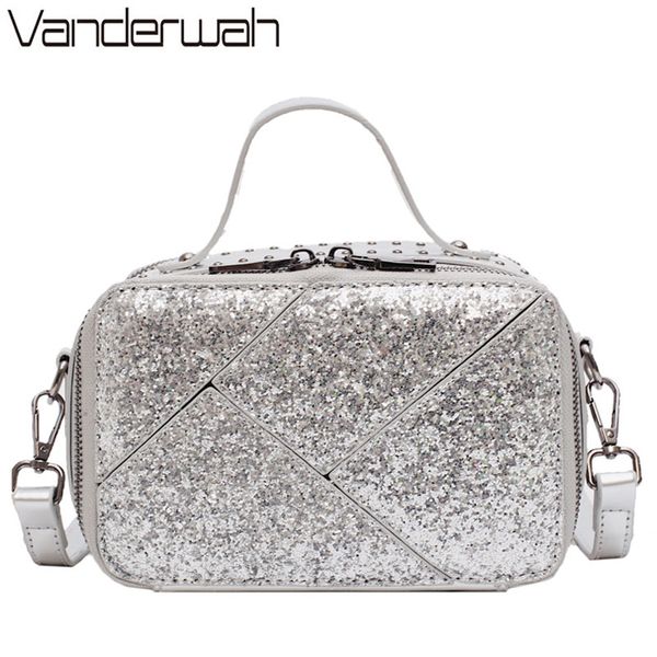 

fashion shiny small crossbody bags for women 2019 pu leather handbags rivet female shoulder messenger bags party dinner clutches
