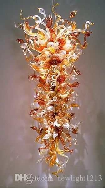 

luxury long chandelier lighting amber handicraft blown glass chandeliers led light 110v-240 v ce ul certificate l restaurant