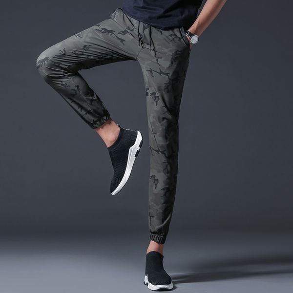 

cotton mens jogger autumn pencil harem pants men camouflage pants loose comfortable cargo trousers camo jogger c146, Black