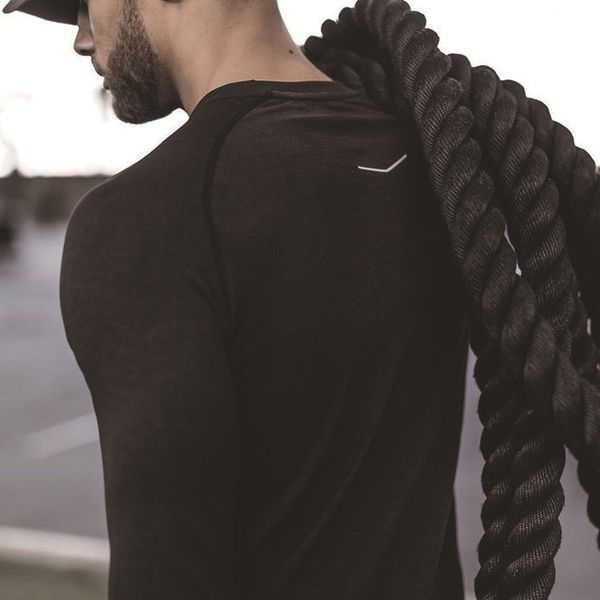 

new arrival quick compression long sleeves training tshirt summer fitness clothing color bodybuild gym crossfit, Black;blue