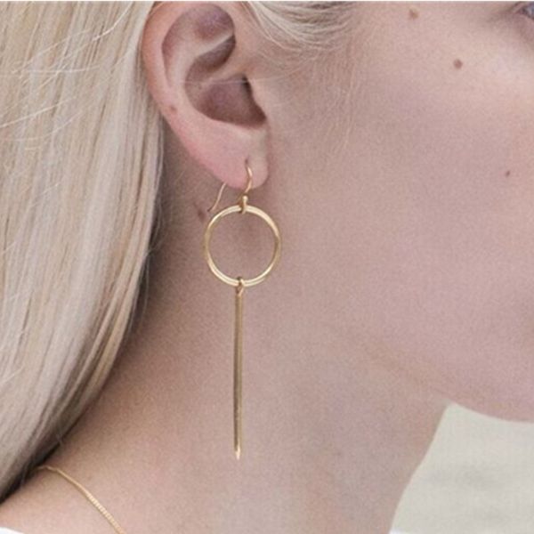 

Ear Line Long Earrings Elegant With Chain Hanging Gold Color Fashion In Handmade Simply Match Earrings Jewelry For Women E044