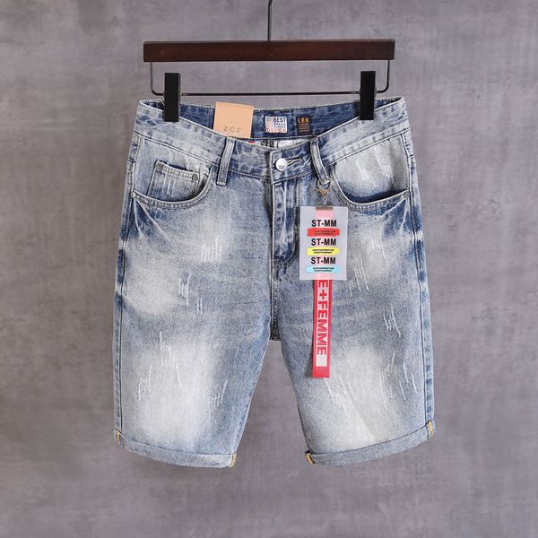 

2020 newly designer fashiom men jeans shorts retro blue scratch ripped short jeans streetwear summer hip hop denim shorts men