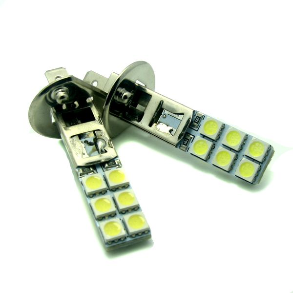 

2pcs cnilucky верхнее качество h1 12 leds тонкий плоский замена лампы передних фар противотуманные 4w светодиодные лампы super bright white