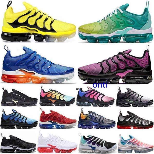 

new sale bumblebee sunset green tn plus running shoes for men women rainbow grape bright crimson fades hyper volt mens trainers sneaker, Black