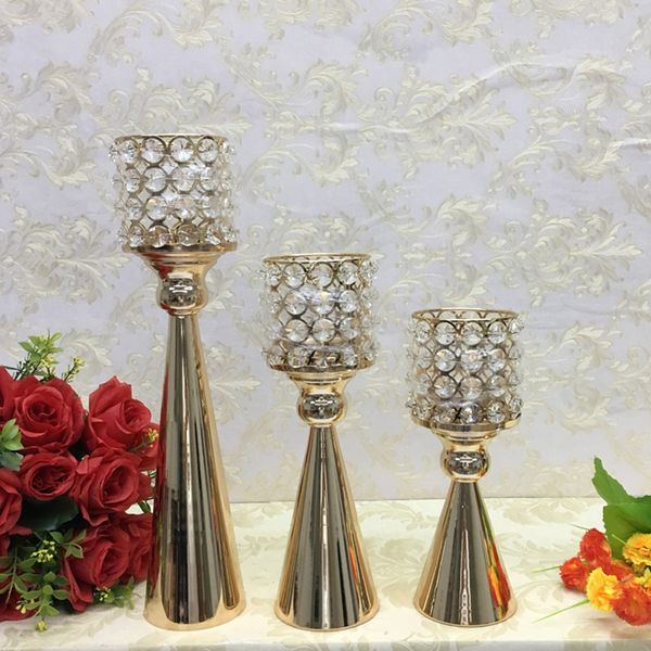 

metal candle holder gold crystal candlestand fashion candle stand exquisite candlestick for wedding table home decor