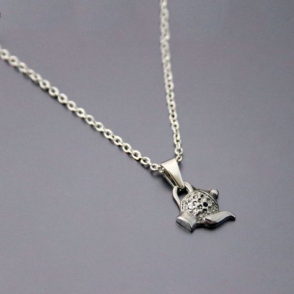 

1pc strange thing diy teapot stainless steel custom necklace punk necklace geeks men women kids halloween cosplay punk jewelry, Silver