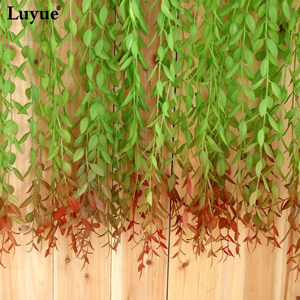 

110cm 6 pieces artificial plants long green wicker leaf garden plant vine rattan home decorative plant wall decoration