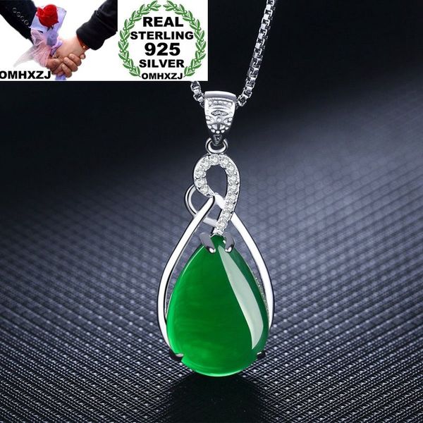 

omhxzj wholesale european fashion woman girl party gift water drop agate zircon 925 sterling silver necklace pendant charm ca43