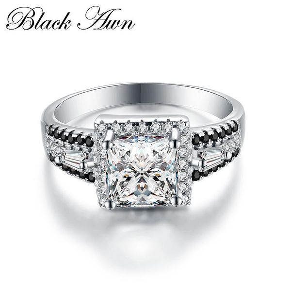 

black awn 2019 925 sterling silver fine jewelry trendy engagement bague for women wedding rings size 6 7 8 c259, Golden;silver
