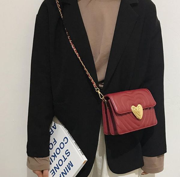 

heart-shaped lock chain bag female 2019 new korean fashion ladies messenger bag small shoulder bag