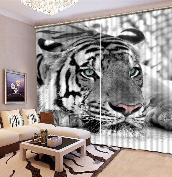 Mode Angepasst 3D Vorhang Sibirischer Tiger Foto Blackout Fenster Vorhänge Luxus 3D Vorhang Für Wohnzimmer Büro