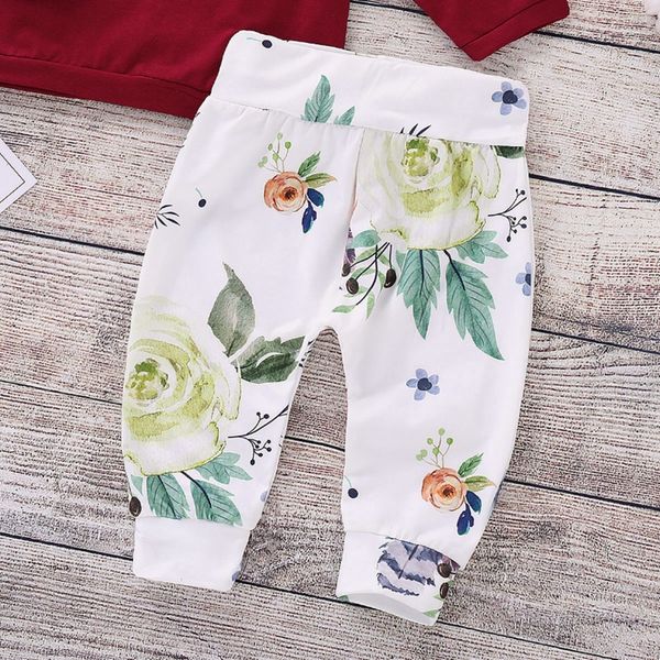 

ins kids clothing set flower print girls t shirt pants hat headband 4pcs sets baby girls outfits vintage baby clothes yw2082, White