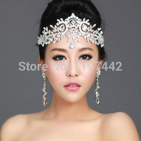 

2019 bridal hairbands crystal headbands women hair jewelry wedding accessories crystal tiaras and crowns head chain, Golden;white