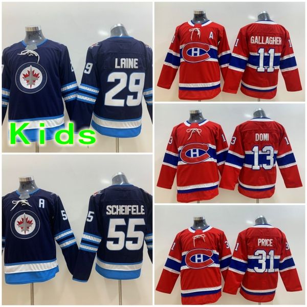 

Youth Kids Winnipeg Jets 55 Mark Scheifele 29 Patrik Laine Montreal Canadiens #11 Brendan Gallagher 13 Max Domi 31 Carey Price