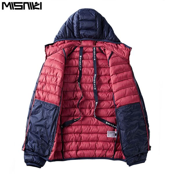 

misniki 2019 mens winter streetwear jacket ribbons down jackets lightweight overcoats casual classic parkas for male jp53, Tan;black