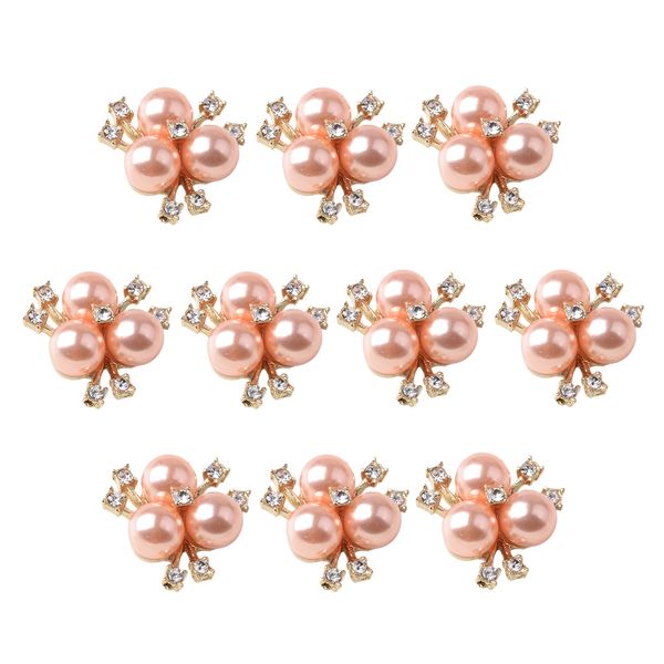 

10x flower rhinestone crystal pearl embellishment buttons flatback rose gold, Black