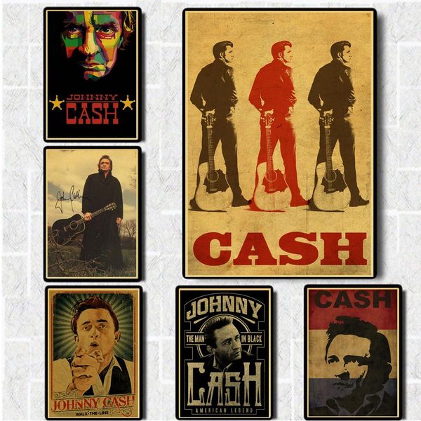 

country music singer johnny cash posters good quality painting vintage poster kraft paper for home bar wall decor/stickers