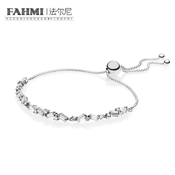 

fahmi 100% 925 sterling silver 597558cz glacial beauty sliding bracelet original jewelry women charming wedding gift, Black
