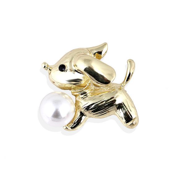 

three-dimensional alloy pearl the chinese zodiac dog animal brooch women's pin brooch accessories, Gray