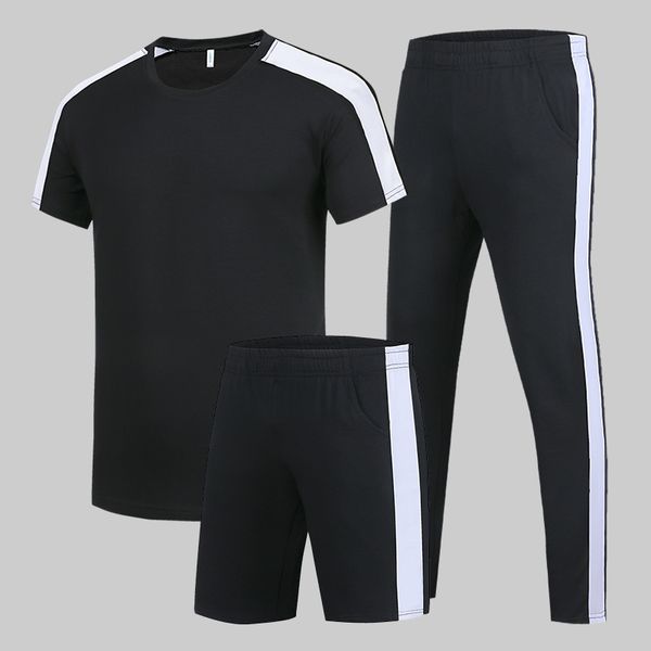 

light board trousers casual pants sports suit shorts 2020 new short sleeve t-shirt three piece set of pure cotton