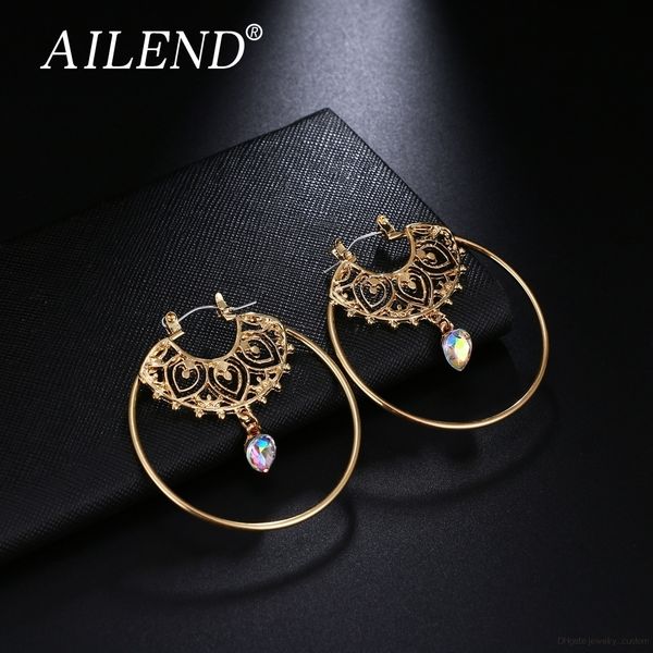

Gold Color Big Circle Round Hoop Earrings For Woman Boho Water Geometric Earring Party Jewelry Bohemian Accessories New