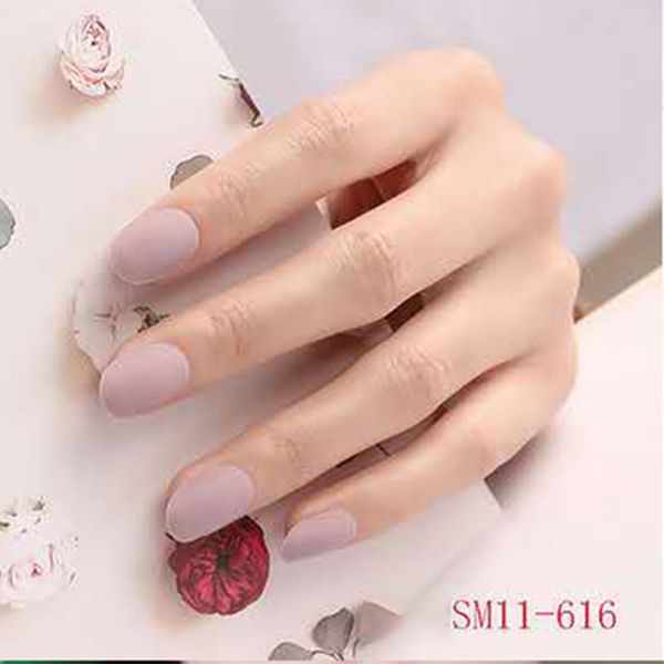 

false nails 24pcs women tips diy solid color matte frosted round ty99, Red;gold