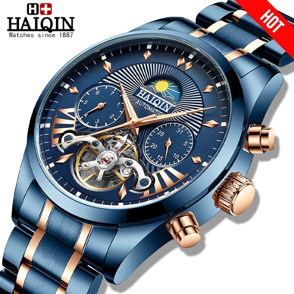 HAIQIN автоматические механические часы мужские часы 2020 люксовый бренд часы мужские военные спортивные наручные часы мужские reloj hombre tourbillon