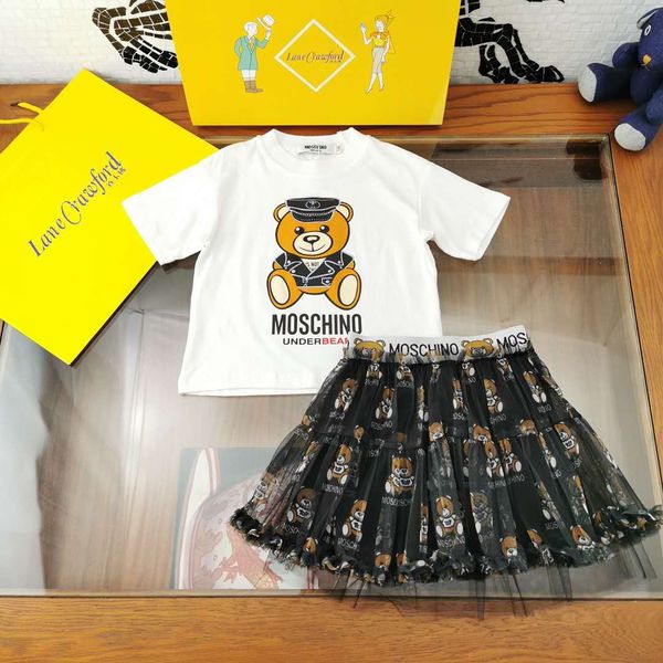 

baby girl designer summer set милый медведь дизайн маленьких девочек малышей 100-150 см детская модная одежда наборы бесплатная доставка бре, White