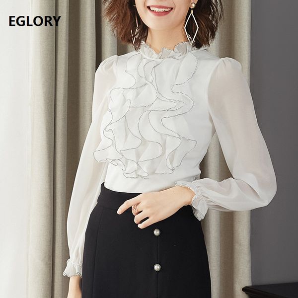 

2019 осень зима мода пуловеры женщины вязаные пэчворк с длинным рукавом рюшами свитера дамы элегантные топы офис пуловер, White;black