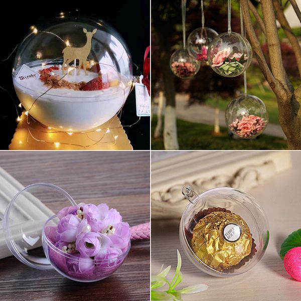 

1pc wedding christmas tress hanging decorations ball transparent open plastic clear ornament kids diy party supplies