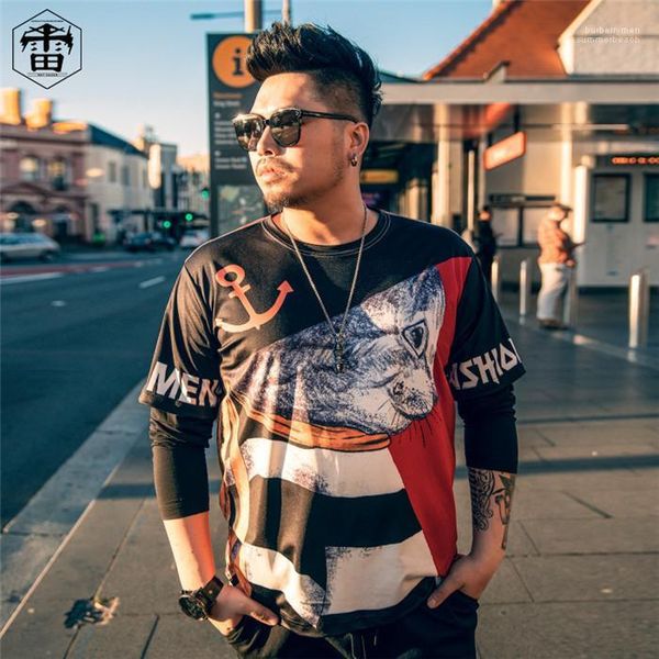 

shirt print long sleeve fake two fashion homme clothing plus size mens designer casual t, White;black