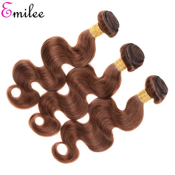 

emilee brazilian light brown hair bundles body wave 4# human hair bundles #4 pre-colored remy hair extensions, Black