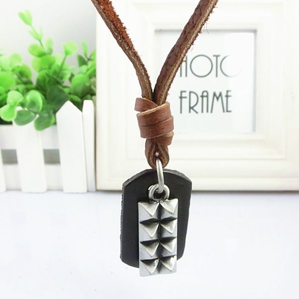 

manufacturers supply alloy rivet leather brand necklace mens simple necklace european and american jewelry wholesale, Silver