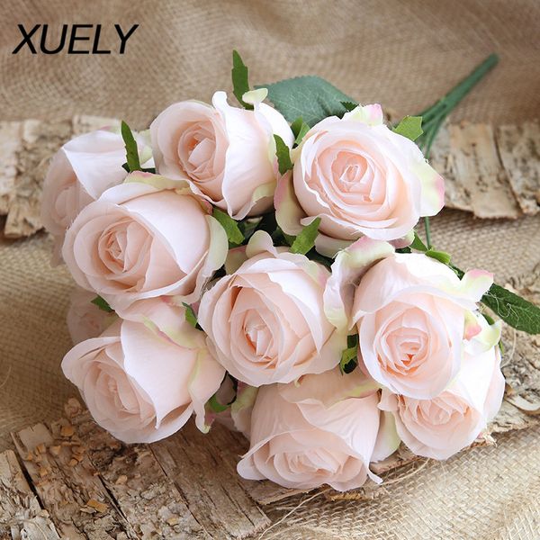 

11 heads rose artificial flowers bouquets silk roses wedding flowers bridal bouquets home decor valentine's day
