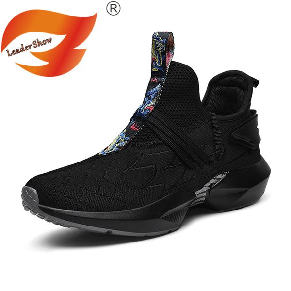

leader show men's casual shoes fashion brand men shoes breathable outdoor sneakers comfortable flats casual men footwear lace-up, Black