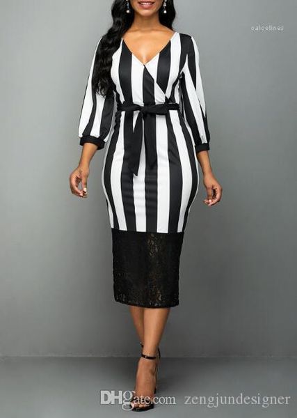 

designer ol style dresses v neck stripe print casual apaprel fashion female clothing women plus size, Black;gray