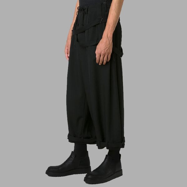 

new 27-44 2018 men's clothing gd hair stylist fashion catwalk simple street bandage loose slacks casual pants plus size costumes, Black