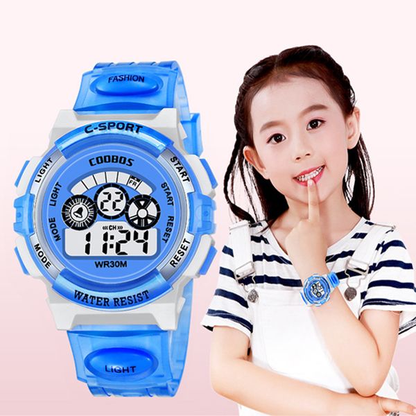 

digital kids watches sports children's wrist watch multifunction colorful light waterproof student electronic watch dropshipping, Blue