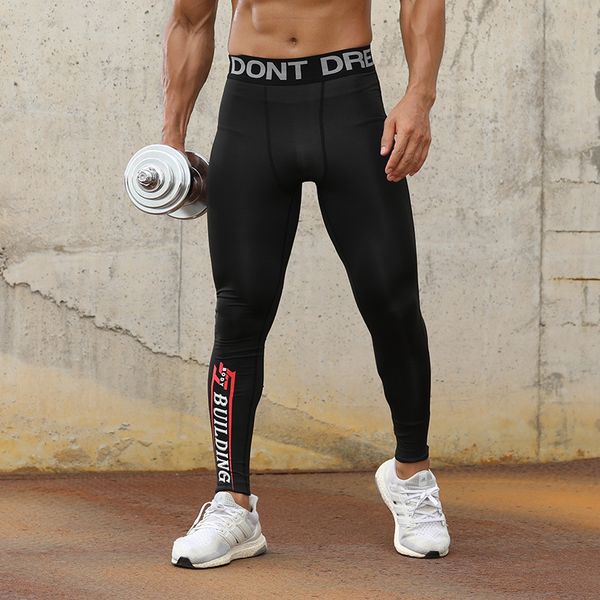 

compression gym leggings men running tights basketball fitness pants workout exercise men's clothing, Black;blue
