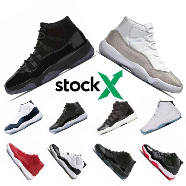 

stock x bred men 11 basketball shoes sneakers space jam metallic silver wmns 11s concord 45 gym red men women sports shoes 36-47