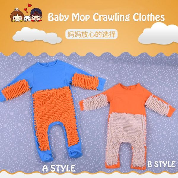 

baby mop footsies clothes lala jersey long sleeve crawling clothes jumpsuit one-piece suit cotton infant cleaning mop suit