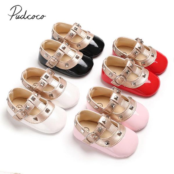 

4 colors baby girl bow princess shoes newborn soft sole crib leather solid buckle strap flat with heel shoes