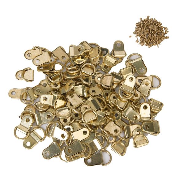 

100 pcs longer d-ring picture frame hangers single hole with screws