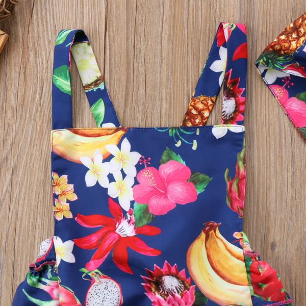 

2018 newborn infant baby girl floral sleeveless bodysuit fruit jumpsuit outfit summer causal clothes, White