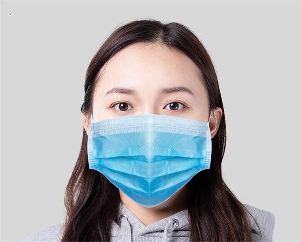 

blue 3ply blue face mask facenon woven soft breathable dust masks ear loop mouth masks in stock