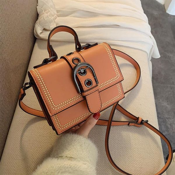 

fashion pu leather women's handbags rivet flap crossbody bags small shoulder messenger bag design casual vintage tote bag female