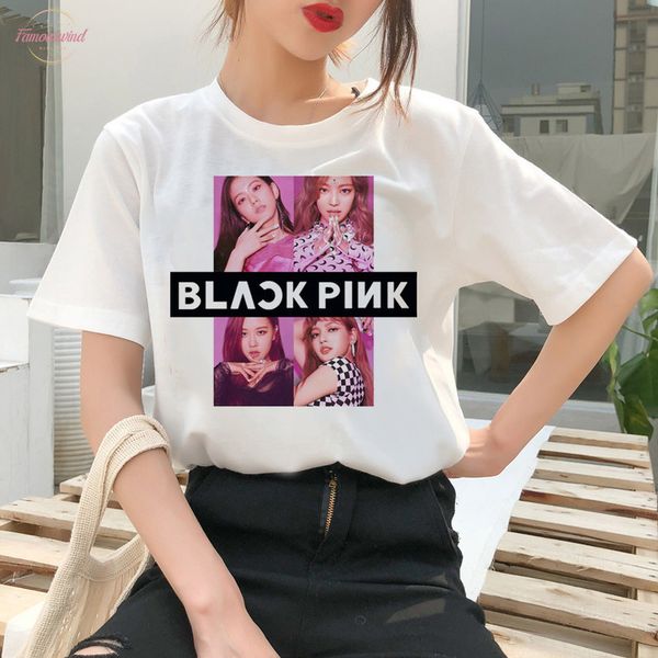 

blackpink kill this love t shirt women lisa rose jisoo jennie harajuku cartoon tshirt fashion ullzang tee female, White